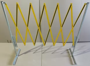 Bariera harmonijkowa nożycowa | zapora drogowa rozsuwana, żółto-czarna